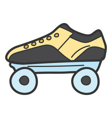 Skates shoes icon in doodle design.