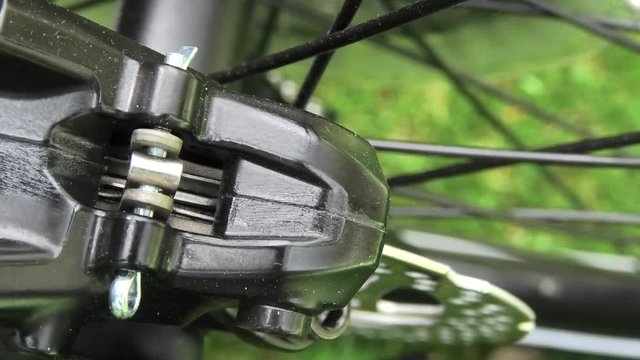 e-Bike disk brake, braking and release lever, close up