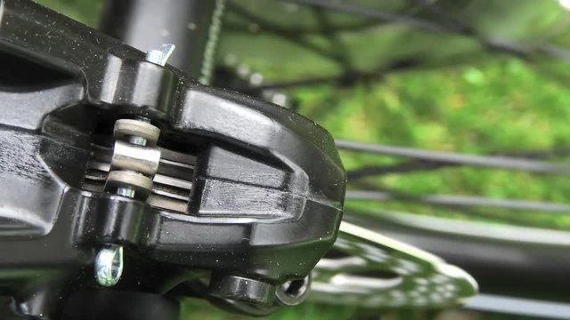e-Bike disk brake, braking and hold lever, close up