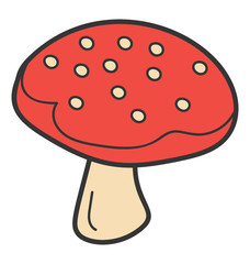 Mushroom icon in doodle vector