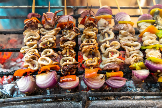 Filipino Style Squid And Vegetable Barbeque