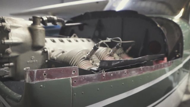 Engine of a plane being checked before taking a test flight