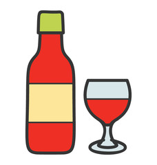 Doodle design of wine icon.