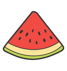 Doodle design of watermelon slice icon.