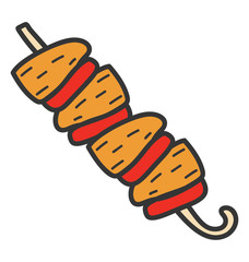 Doodle design of barbeque skewer icon.