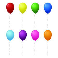 Birthday balloons vector illustration. Realistic colorful balloons.