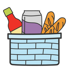 Doodle design of picnic basket icon.