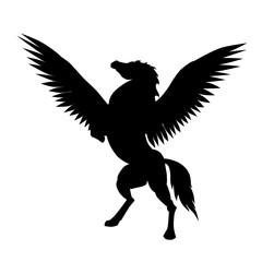 Silhouette of pegasus. Pegasus vector illustration. Magical, mystical animal illustration.