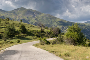 Rural road in the mountains (region Tzoumerka, Greece, mountains Pindos).