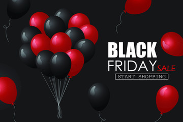 Black Friday sale. Balloons background design. Vector illustration