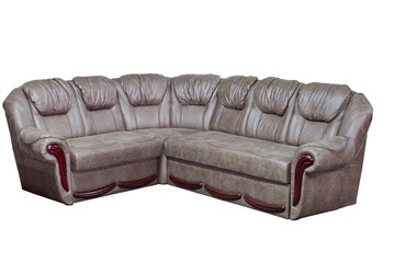 modern dark large corner cozy sofa on a white background