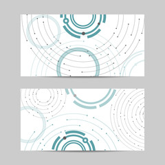 Set of vertical banners. Geometric pattern with connected lines and dots