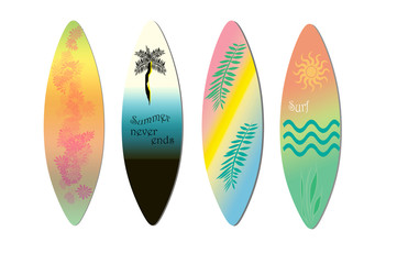 Set of surfboards on white - Illustrazione