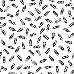 Wheat seamless pattern. Vector seamless pattern with silhouettes of wheat ears. Whole grain, natural, organic background for bakery package, bread products. Vector illustration. Corn texture. - Vector