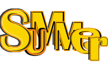 Summer - gold text on white - illustration