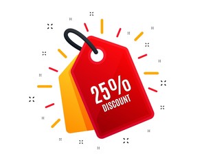 Sale tag. 25% Discount. Sale offer price sign. Special offer symbol. Shopping banner. Market offer. Vector