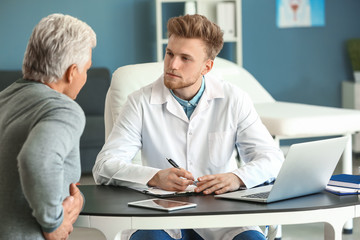 Male patient at urologist's office