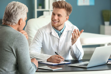 Male patient at urologist's office