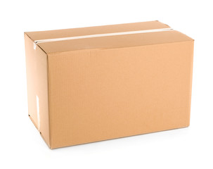 Cardboard box on white background