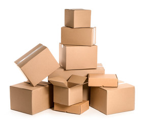 Cardboard boxes on white background