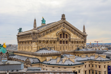 Fototapeta na wymiar Aerial view of Paris Opera (Palais Garnier) and the cityscape. Paris France. April 2019