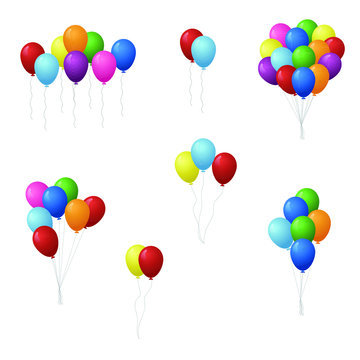 Set of colorful balloons vector illustration.