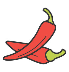 Red chilli icon in solid vector