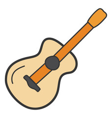 Doodle design of guitar icon.