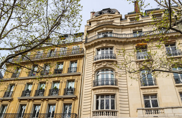 Fototapeta na wymiar Architecture of Paris France. Facades of a traditional apartment buildings