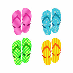 Set with summer flip flops for the beach.