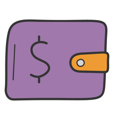 Doodle design of wallet icon.