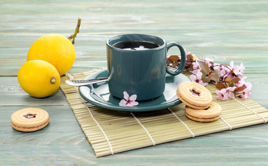 A cup of tea and biscuits