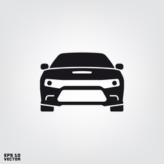 Muscle car front view silhouette  vector icon