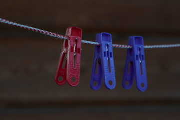 clothespins on a rope