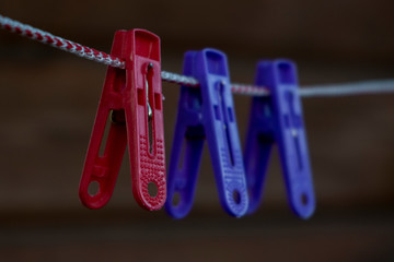 clothespins on a rope