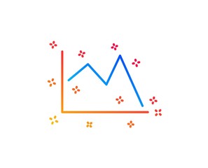 Line chart icon. Financial graph sign. Stock exchange symbol. Gradient design elements. Linear line chart icon. Random shapes. Vector