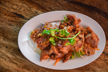 Spicy pork salad with vegetables , Asian style food , Thailand