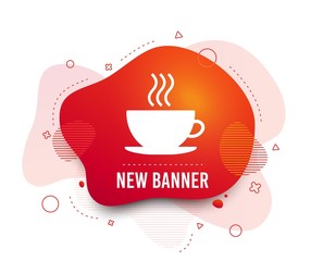 Fluid badge. Coffee cup sign icon. Hot coffee button. Abstract shape. Gradient coffee icon. Flyer liquid banner. Vector