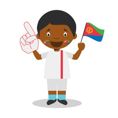 National sport team fan from Eritrea with flag and glove Vector Illustration
