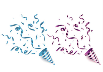 Fototapeta premium Vector confetti. Festive illustration. Party popper isolated on white background.