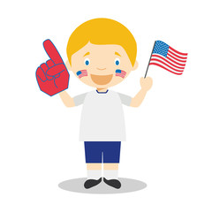 National sport team fan from United States with flag and glove Vector Illustration