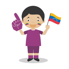 National sport team fan from Venezuela with flag and glove Vector Illustration