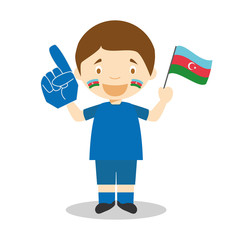 National sport team fan from Azerbaijan with flag and glove Vector Illustration