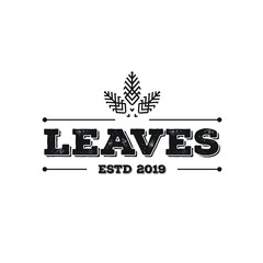 Rustic logotype with triple leaf on top logo design