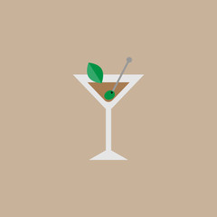 Cocktail flat icon. Single symbol of drink for web design or mobile app. martini sign of coctail for design logo, visit card, etc. sign of coctail