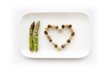 gesunder Teller mit I Love Spargel - Herz