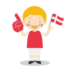 National sport team fan from Denmark with flag and glove Vector Illustration
