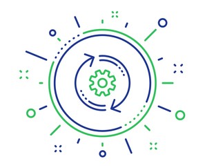 Obraz premium Cogwheel line icon. Engineering tool sign. Cog gear, refresh settings symbol. Quality design elements. Technology cogwheel button. Editable stroke. Vector