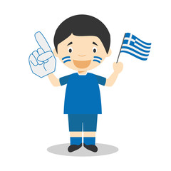 National sport team fan from Greece with flag and glove Vector Illustration