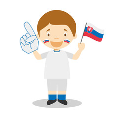 National sport team fan from Slovakia with flag and glove Vector Illustration